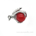 925 Sterling Silver Red Jade 15MM Sphere Dragon Claw Pendant Jewelry